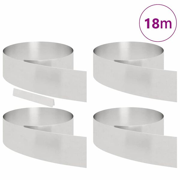 vidaXL Fűszegélyezés 4 pcs Ezüst 450 x 0.05 x 15 cm Rozsdamentes acél