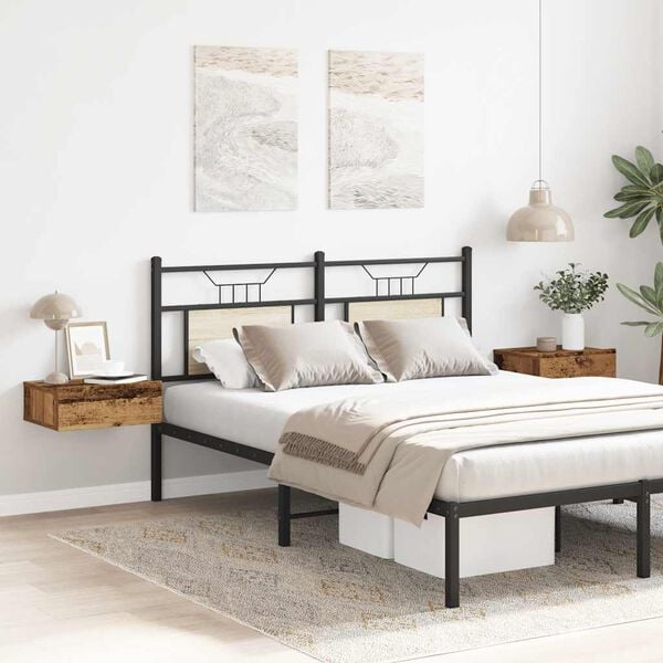 vidaXL 2 db antik fa szerelt fa lebegő &eacute;jjeliszekr&eacute;nyek 40x32x15 cm