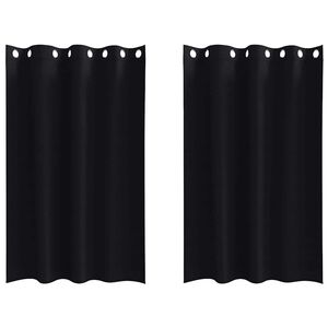 vidaXL Fekete F&uuml;gg&ouml;ny Gyűrűkkel 2 pcs Fekete 175 x 140 cm Poli&eacute;szter