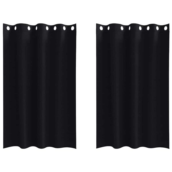 vidaXL Fekete F&uuml;gg&ouml;ny Gyűrűkkel 2 pcs Fekete 175 x 140 cm Poli&eacute;szter