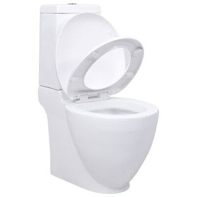 vidaXL fürdőszobai kerek fehér kerámia WC alsó vízelvezetéssel