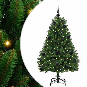 vidaXL Mű kar&aacute;csonyfa 120 cm 150 LED Meleg feh&eacute;r PVC &eacute;s Ac&eacute;l Z&ouml;ld