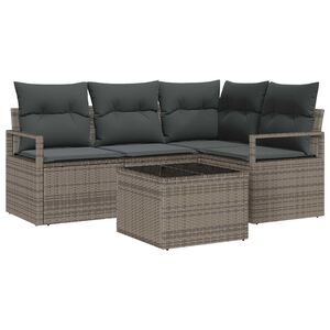 vidaXL Kanap&eacute; Szett p&aacute;rn&aacute;val t&aacute;rol&oacute;val 5 pcs Vil&aacute;gossz&uuml;rke polirattan