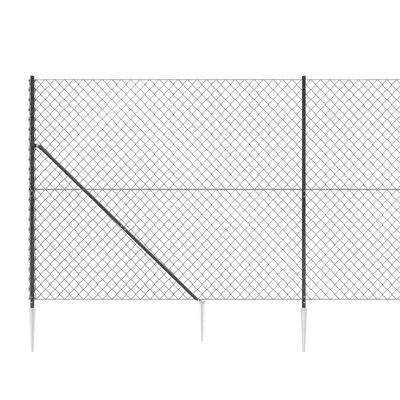 vidaXL antracitszürke drótkerítés cövekekkel 1,6 x 10 m