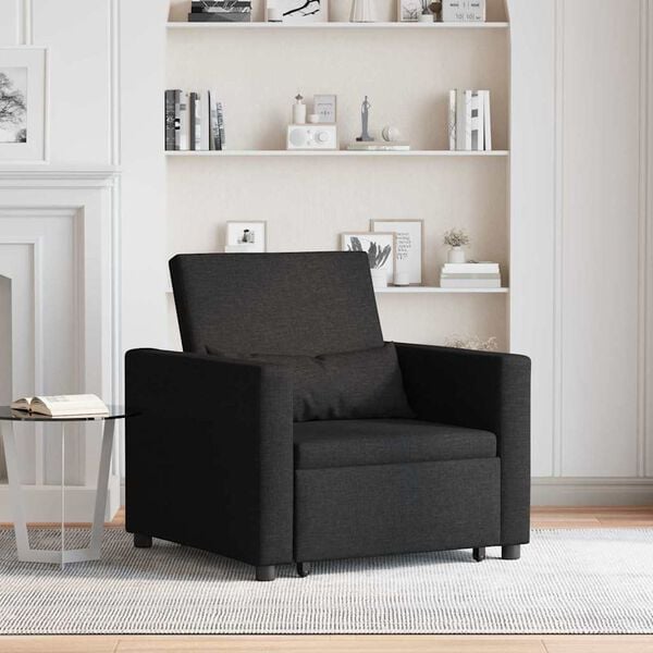 vidaXL Egyszemélyes kanapéágy Fekete 90 x 165 x 87 cm szövet