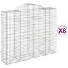 vidaXL 8 db íves horganyzott vas gabion kosár 200x50x160/180 cm