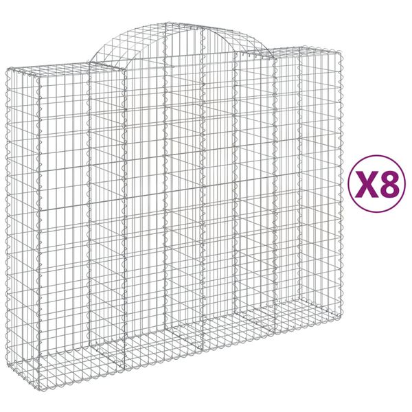 vidaXL 8 db íves horganyzott vas gabion kosár 200x50x160/180 cm