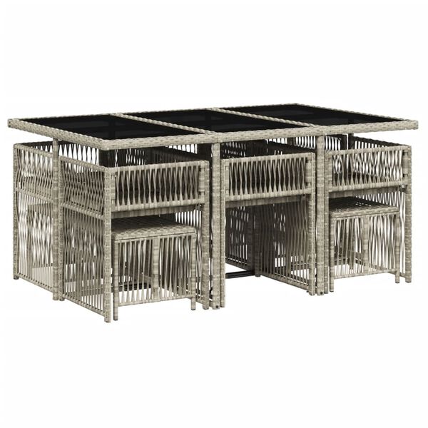 vidaXL 11 r&eacute;szes vil&aacute;gossz&uuml;rke polyrattan kerti &uuml;lőgarnit&uacute;ra p&aacute;rn&aacute;kkal