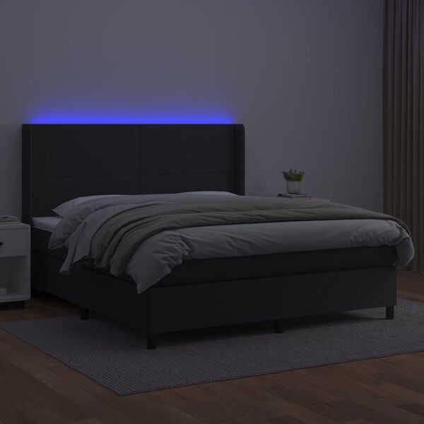 vidaXL fehér műbőr rugós ágy matraccal és LED-del 180x200 cm