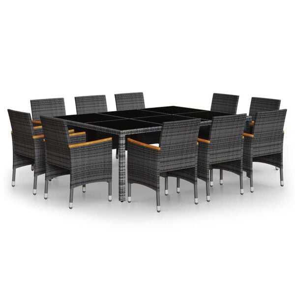 vidaXL 11 részes szürke polyrattan kerti étkezőgarnitúra