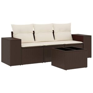vidaXL 4 r&eacute;szes barna polyrattan kerti &uuml;lőgarnit&uacute;ra p&aacute;rn&aacute;kkal