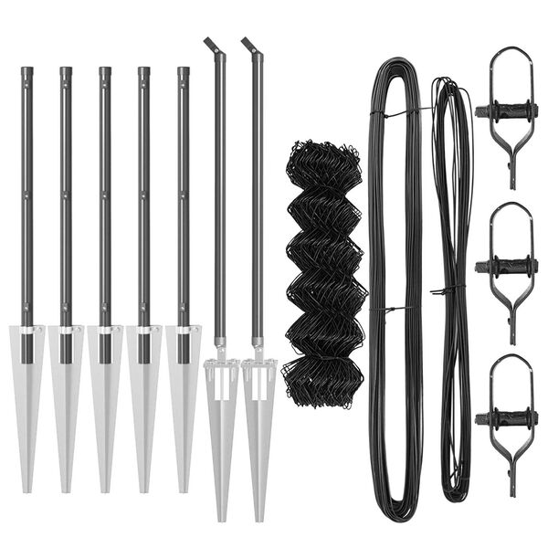 vidaXL Ker&iacute;t&eacute;soszlop Sz&uuml;rke 10 x 1 m (40 x 40 mm r&aacute;cs) Ac&eacute;l &eacute;s PVC