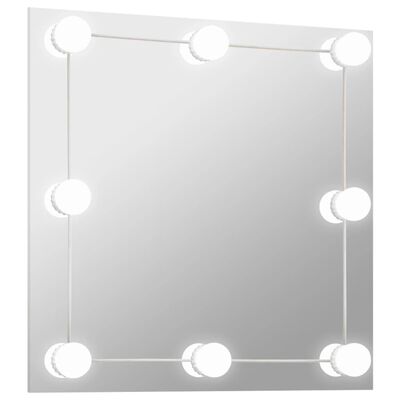 vidaXL négyzet alakú fali tükör LED-világítással