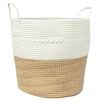 vidaXL barna-feh&eacute;r pamut t&aacute;rol&oacute;kos&aacute;r &Oslash;43 x 38 cm