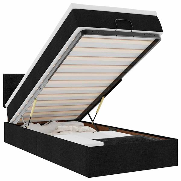 vidaXL fekete szövet ottomán ágy matraccal & LED-ek 80x200cm