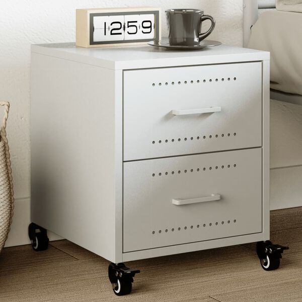 vidaXL fehér acél éjjeliszekrény 36x39x43,5 cm