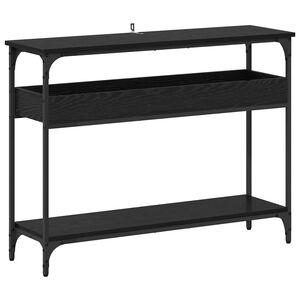 vidaXL Konzolasztal polcokkal Musta tammi 100 x 29 x 75 cm Faanyag