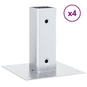 vidaXL 4 db horganyzott ac&eacute;lb&oacute;l oszlopalapok n&eacute;gyzet alak&uacute;ak 46x46 mm