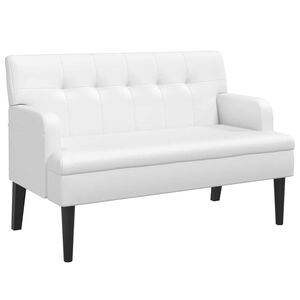vidaXL feh&eacute;r műbőr pad h&aacute;tt&aacute;ml&aacute;val 112x65,5x75 cm
