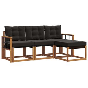 vidaXL K&uuml;lt&eacute;ri kanap&eacute; szett p&aacute;rn&aacute;val 4 pcs Term&eacute;szetes &eacute;s fekete