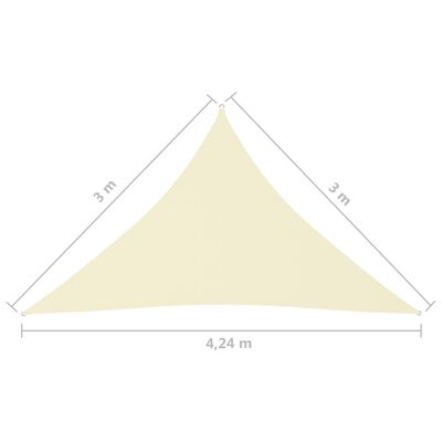 vidaXL krémszínű háromszögű oxford-szövet napvitorla 3 x 3 x 4,24 m