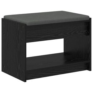 vidaXL Előt&eacute;r pad Fekete T&ouml;lgy 63 x 38 x 45 cm Műanyag Fa &eacute;s Sz&ouml;vet