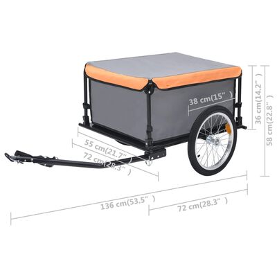 vidaXL szürke-narancssárga kerékpár-utánfutó 65 kg