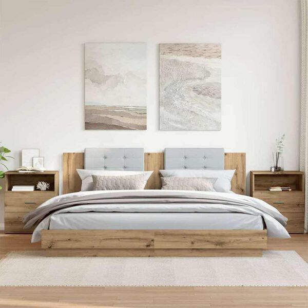 vidaXL 2 db kézműves tölgy színű szerelt fa éjjeliszekrény 50x32x60 cm