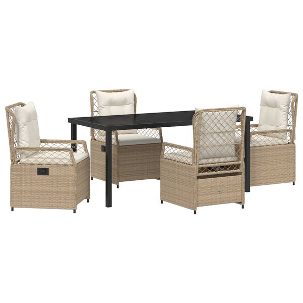 vidaXL Kert &eacute;tkező szett 5 pcs Beige &eacute;s Kr&eacute;msz&iacute;nű polirattan