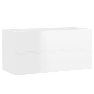 vidaXL magasfényű fehér forgácslap mosdószekrény 90 x 38,5 x 45 cm