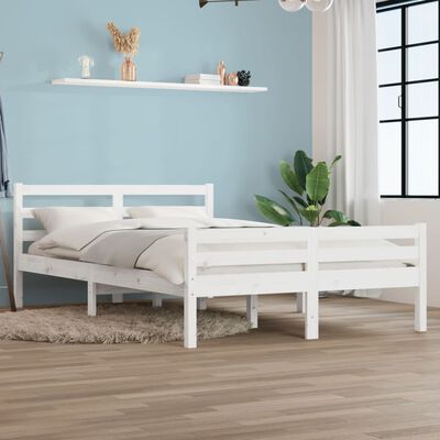 vidaXL King Size fehér tömör fa ágykeret 150 x 200 cm