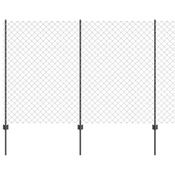 vidaXL Ker&iacute;t&eacute;s oszlopokkal Sz&uuml;rke 1,6 x 10 m Ac&eacute;l &eacute;s PVC