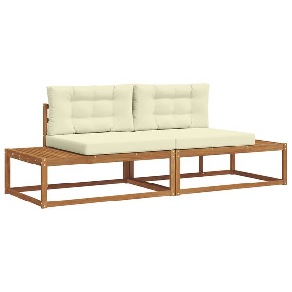 vidaXL K&uuml;lt&eacute;ri kanap&eacute; szett p&aacute;rn&aacute;val 2 Darab Term&eacute;szetes &eacute;s kr&eacute;msz&iacute;nű