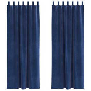 vidaXL Függönyök függönyökkel 2 pcs Sötétkék 140 x 225 cm Bársony