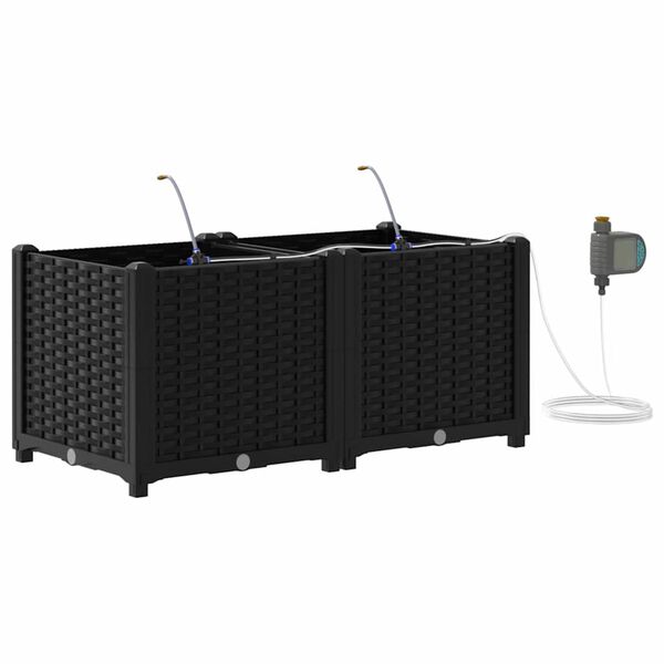 vidaXL Kerti cser&eacute;p 2 pcs Fekete Ac&eacute;l