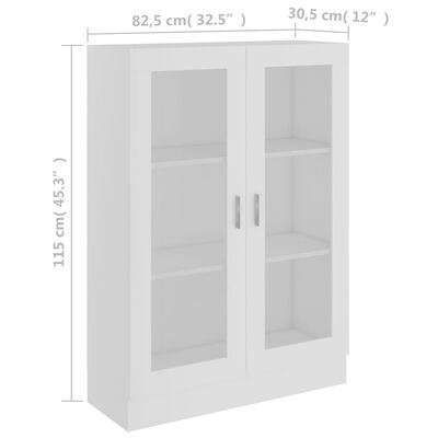 vidaXL fehér forgácslap vitrinszekrény 82,5 x 30,5 x 115 cm