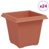 vidaXL N&eacute;gyzet Vir&aacute;gcser&eacute;p 24 db T&eacute;gla V&ouml;r&ouml;s 16 x 16 x 14 cm Műanyag