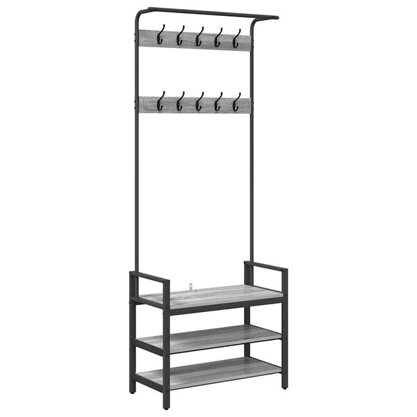 vidaXL Kabáthorog polcokkal Szürke sonoma 75 x 34 x 184 cm Faanyag