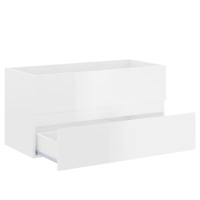 vidaXL 2 részes magasfényű fehér szerelt fa fürdőszobai bútorszett