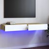 vidaXL feh&eacute;r &eacute;s sonoma sz&iacute;nű TV-szekr&eacute;ny LED-l&aacute;mp&aacute;kkal 120x35x15,5 cm