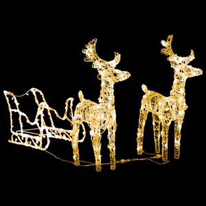 vidaXL akril r&eacute;nszarvasos-sz&aacute;nos kar&aacute;csonyi d&iacute;sz 160 LED-del 130 cm