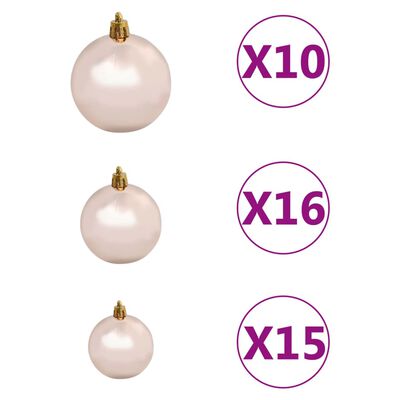 vidaXL rózsaszín PVC megvilágított műkarácsonyfa gömb szettel 240 cm