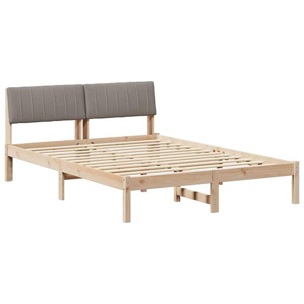vidaXL &Aacute;gykeret fejt&aacute;ml&aacute;val Barna &eacute;s taupe 135 x 190 cm T&ouml;m&ouml;r fenyőfa