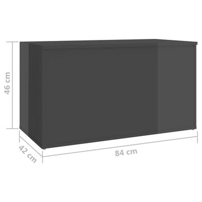 vidaXL magasfényű szürke szerelt fa tárolóláda 84 x 42 x 46 cm