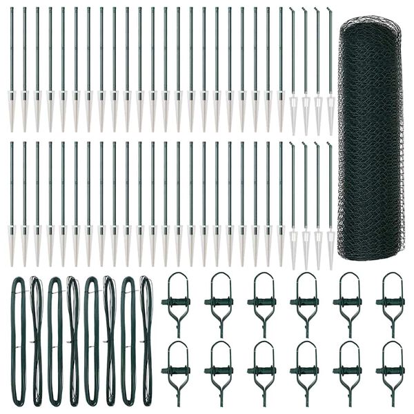 vidaXL Ker&iacute;t&eacute;soszlop Z&ouml;ld 100 x 0,8 m (25 mm h&aacute;l&oacute;) Ac&eacute;l &eacute;s PVC