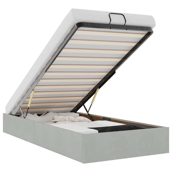 vidaXL Ottomán ágykeret matrac nélkül Világosszürke 90x200 cm bársony