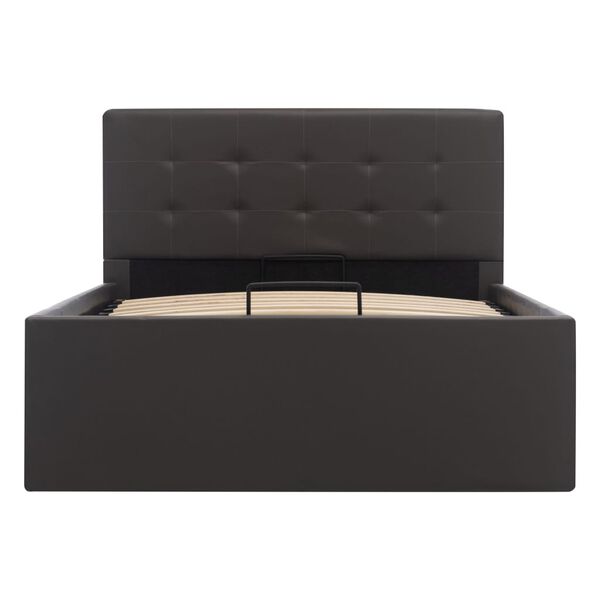 vidaXL szürke műbőr ágykeret hidraulikus ágyneműtartóval 100 x 200 cm