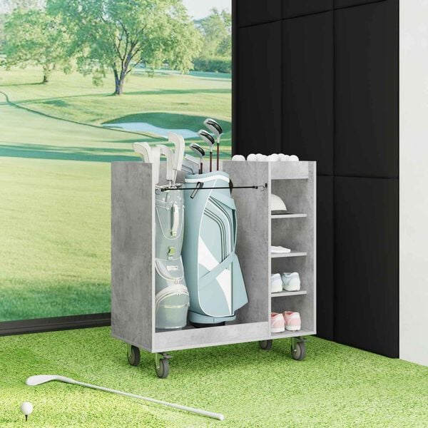 vidaXL Golf Szekr&eacute;ny ker&eacute;kkel Egysz&iacute;nű Beton Sz&uuml;rke 90 x 45 x 98 cm