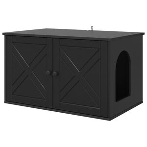 vidaXL Macska H&aacute;z Fekete 85 x 55 x 50,5 cm Szerelt Fa