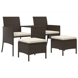 vidaXL barna 2-szem&eacute;lyes polyrattan kerti fotel asztallal/zs&aacute;molyokkal